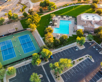 neighborhood with tennis court, pool, and clubhouse