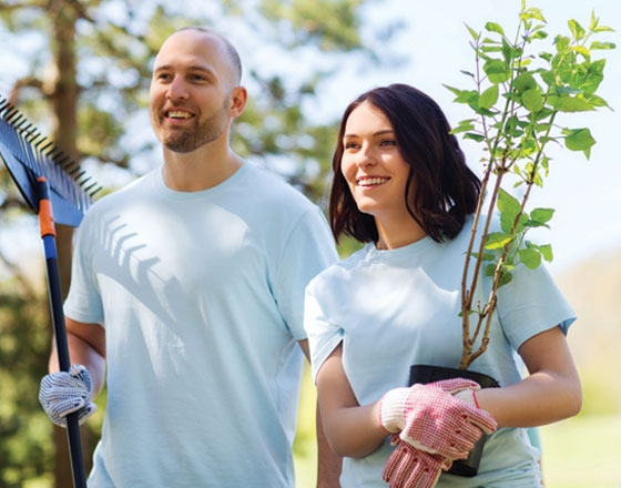 Two people walking together.